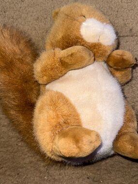 Rw dakin Plush Small Pet Squirrel Toy - Brown and Cream